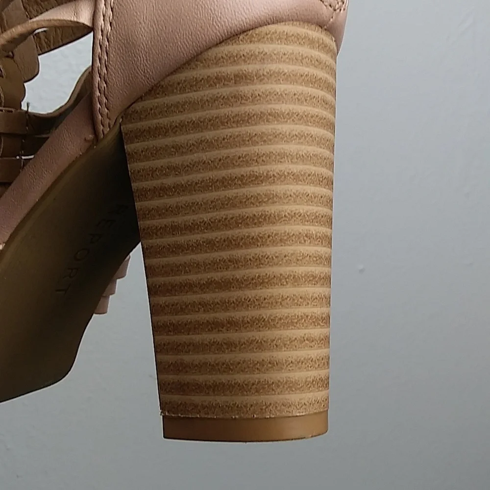 Report Rally Mauve Block Heel Sandals Shoes Women's Size 8.5 Casual Zip Ankle